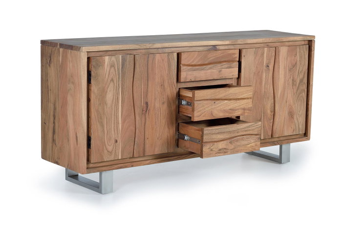 Giner y Colomer Aparador 4 Puertas Madera de Acacia Natural 82 x 172 x 45 cm